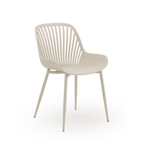 Lot De 4 Fauteuils En Polypropylène Couleur Crème Avec Pieds En Métal