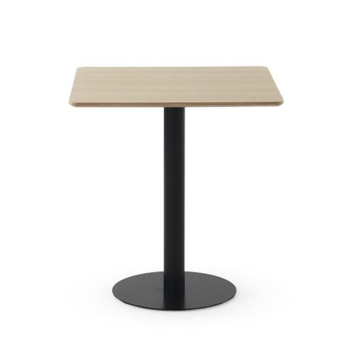 Table En Mélamine Frêne 70x70, Pied Central En Métal Noir