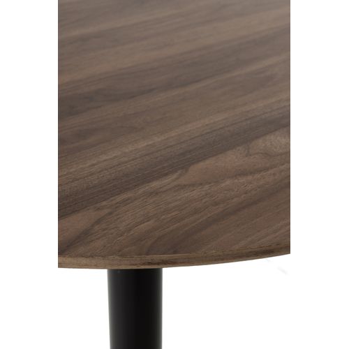 Table En Mélamine Noyer 80 De Diamètre, Pied Central En Métal Noir