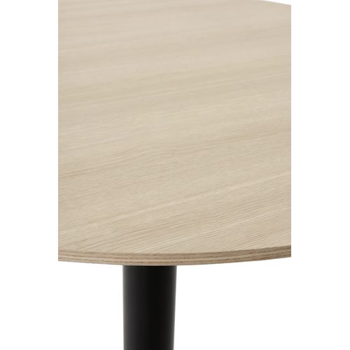 Table En Mélamine Frêne 80 De Diamètre, Pied En Métal Noir