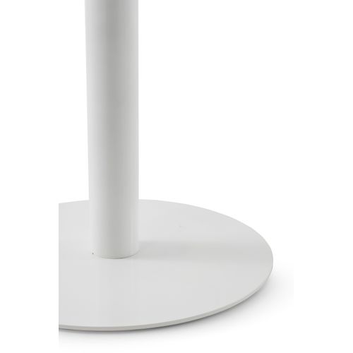 Table En Mélamine Blanche 80 De Diamètre, Pied En Métal Blanc