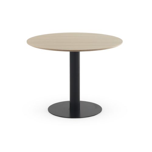 Table En Mélamine Frêne 100 Diamètre, Pied En Métal Noir