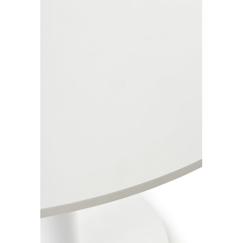 Table En Mélamine Blanche 100 Diamètre, Pied Central En Métal Blanc