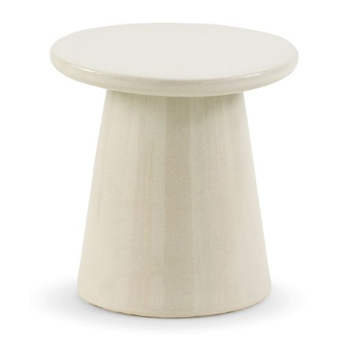 Tabouret / Table D'appoint En Céramique Blanche