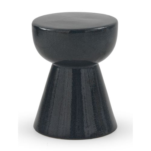 Tabouret / Table D'appoint En Céramique Bleu Foncé