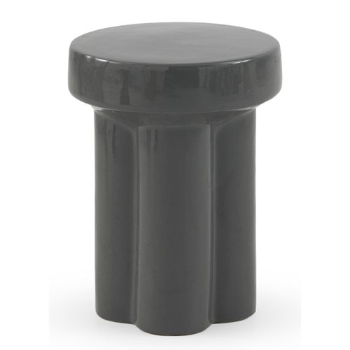 Tabouret / Table D'appoint En Céramique Grise