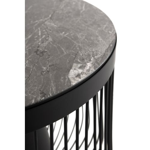 Table D'appoint En Métal Et Marbre, Couleur Noire