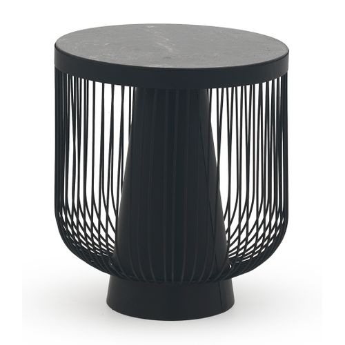Table D'appoint En Métal Et Marbre, Couleur Noire