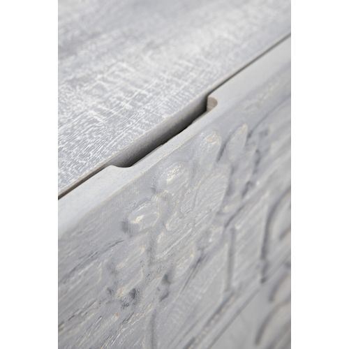 Meuble TV 2 Portes Et 2 Tiroirs Gris En Bois De Manguier