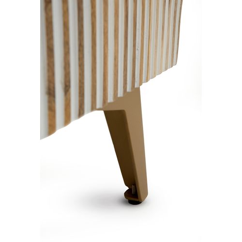 Buffet 4 Portes Patiné Blanc En Bois De Manguier