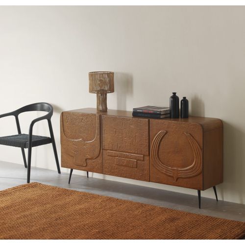 Buffet 3 Portes Couleur Miel En Bois Massif De Manguier