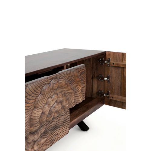 Meuble TV 2 Portes Et 2 Tiroirs En Bois Massif De Manguier