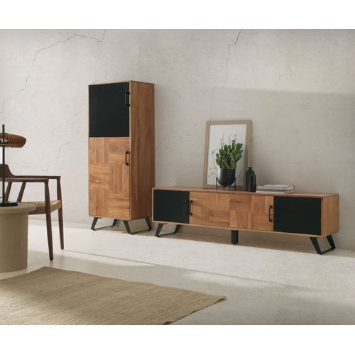 Étagère à 2 Portes En Bois Massif D'acacia Recyclé