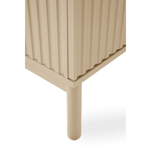 Meuble TV Beige Avec Rainures Sur Les Portes Et Les Côtés