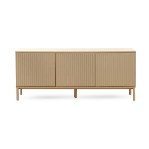 Buffet Beige Avec Rainures Sur Les Portes Et Les Côtés