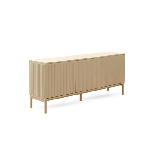 Buffet Beige Avec Rainures Sur Les Portes Et Les Côtés