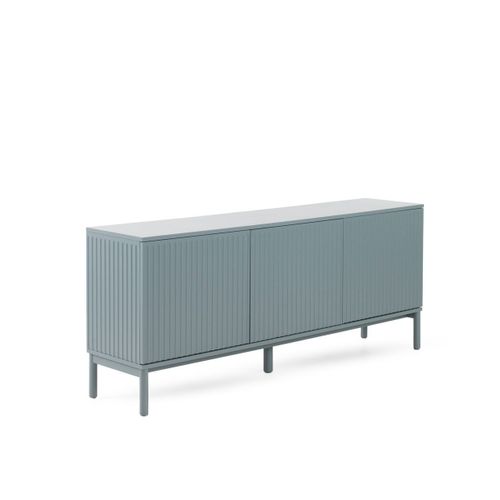 Buffet Bleu Avec Rainures Sur Les Portes Et Les Côtés