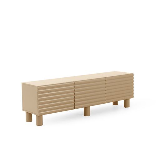 Meuble TV Bleu Avec Relief Ondulé Sur Les Portes