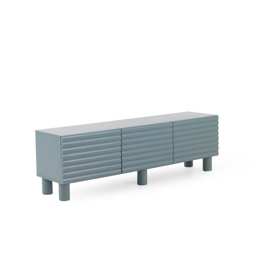 Meuble TV Beige Avec Relief Ondulé Sur Les Portes