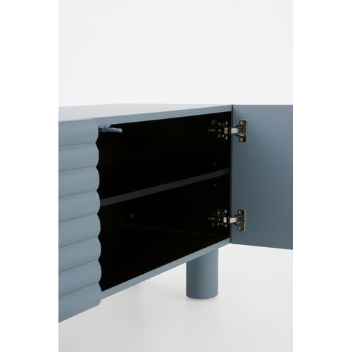 Meuble TV Beige Avec Relief Ondulé Sur Les Portes