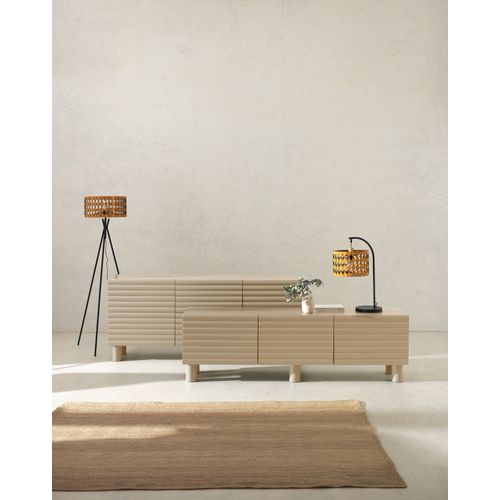 Buffet Beige Avec Relief Ondulé Sur Les Portes Et Les Tiroirs