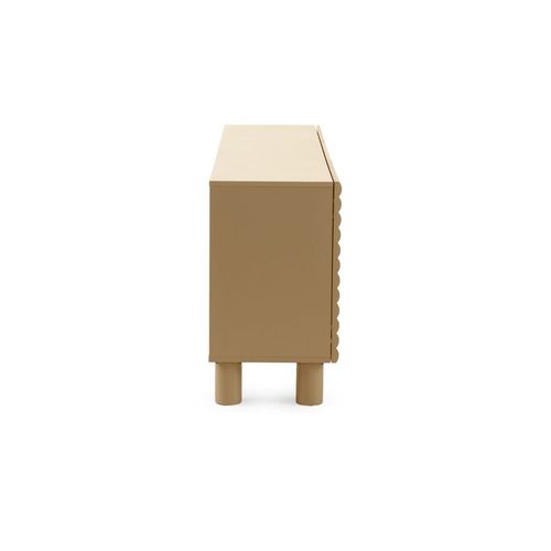 Buffet Beige Avec Relief Ondulé Sur Les Portes Et Les Tiroirs