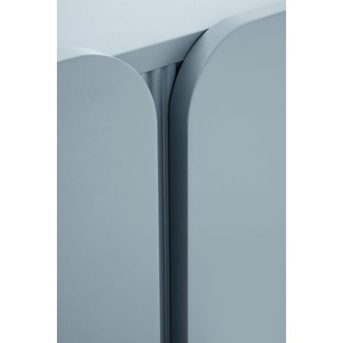 Meuble TV Bleu Avec Bords Arrondis Aux Coins Des Portes