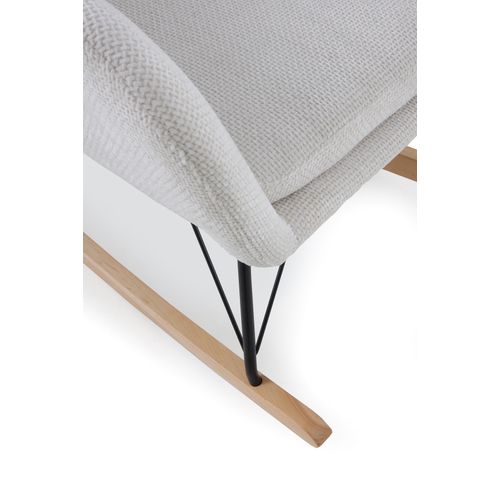 Fauteuil à Bascule Tapissé En Chenille Blanche