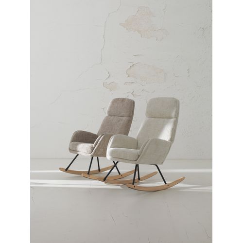 Fauteuil à Bascule Tapissé En Chenille Blanche