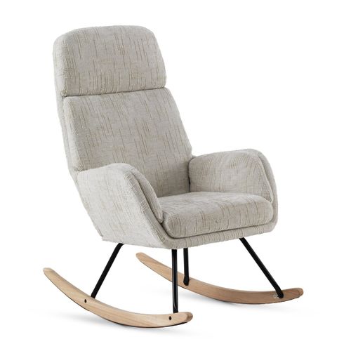 Fauteuil à Bascule Tapissé En Chenille Blanche