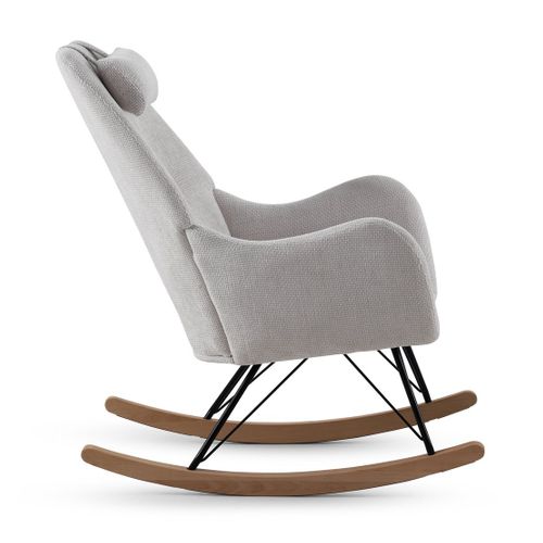 Fauteuil à Bascule Tapissé En Chenille Blanche