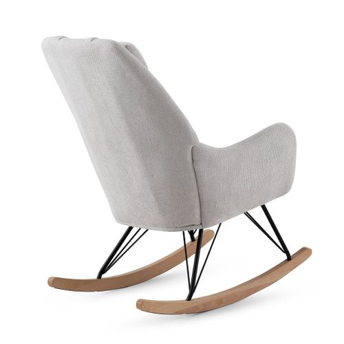 Fauteuil à Bascule Tapissé En Chenille Blanche