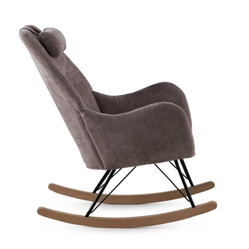 Fauteuil à Bascule Tapissé En Chenille Marron