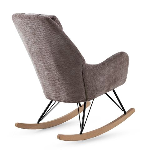 Fauteuil à Bascule Tapissé En Chenille Marron
