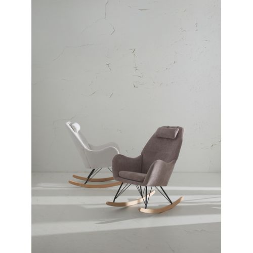 Fauteuil à Bascule Tapissé En Chenille Marron