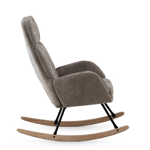 Fauteuil à Bascule Tapissé En Chenille Marron