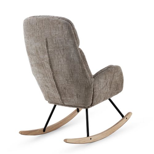 Fauteuil à Bascule Tapissé En Chenille Marron