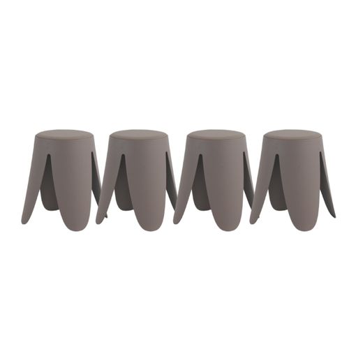 Lot De 4 Tabourets Bas En Polypropylène Avec Assise Tapissée Simili Cuir