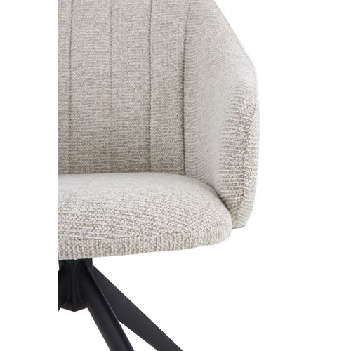 Lot De 4 Fauteuils Pivotants Tapissés En Chenille  Beige Et Pieds En Métal Noir