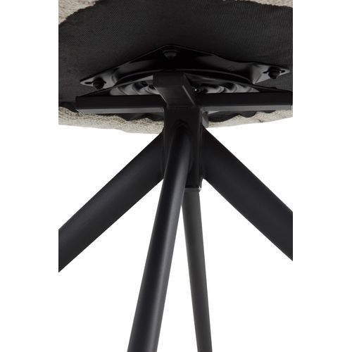 Lot De 4 Fauteuils Pivotants Tapissés En Chenille  Beige Et Pieds En Métal Noir