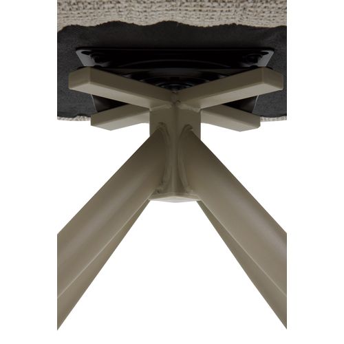 Lot De 4 Fauteuils Pivotants Tapissés En Chenille Beige Et Pieds En Métal Noir