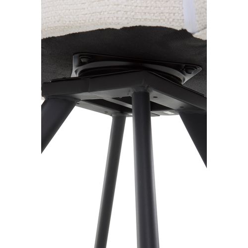 Lot De 4 Fauteuils Tapissés En Chenille  Crème Et Pieds Métalliques  Noir