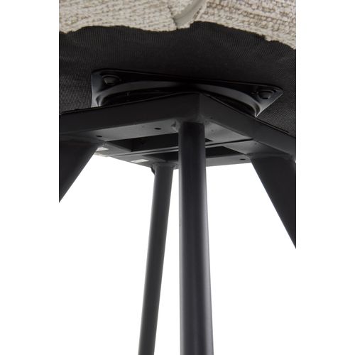 Lot De 4 Fauteuils Tapissés En Chenille  Beige Et Pieds Métalliques  Noir