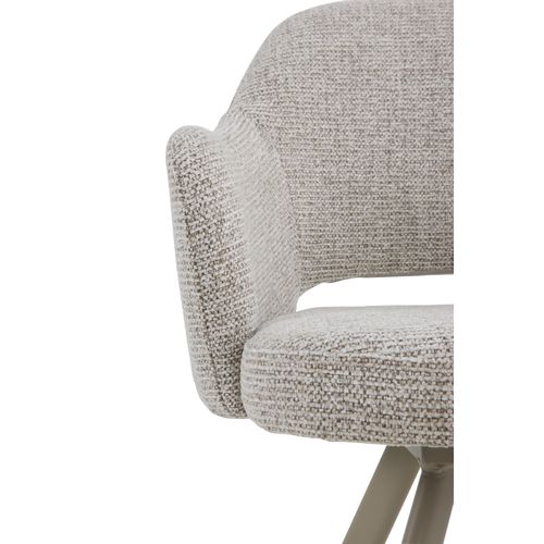 Lot De 4 Fauteuils Tapissés En Chenille Marron Et Pieds Métalliques Taupe