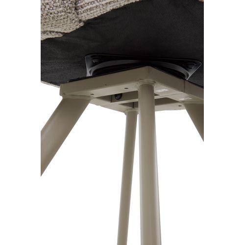 Lot De 4 Fauteuils Tapissés En Chenille Marron Et Pieds Métalliques Taupe