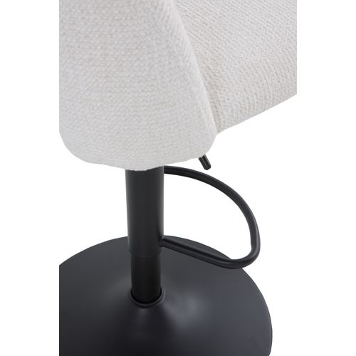 Lot De 2  Tabourets, Tapissés En Chenille  Crème Et Pieds Métalliques  Noir