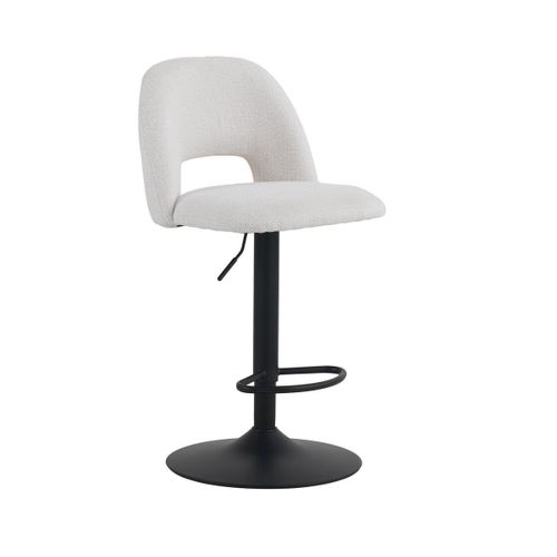 Lot De 2  Tabourets, Tapissés En Chenille  Crème Et Pieds Métalliques  Noir