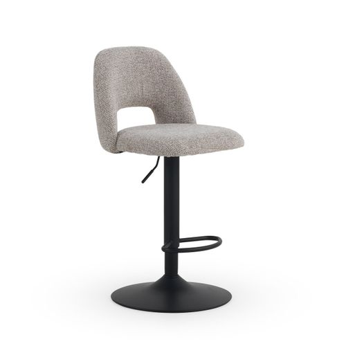 Lot De 2 Tabourets, Tapissés En Chenille Marron Et Pieds En Métal Noir