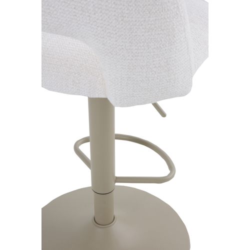 Lot De 2 Tabourets, Tapissés En Chenille Crème Et Pieds En Métal Taupe