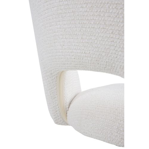 Lot De 2 Tabourets, Tapissés En Chenille Crème Et Pieds En Métal Taupe